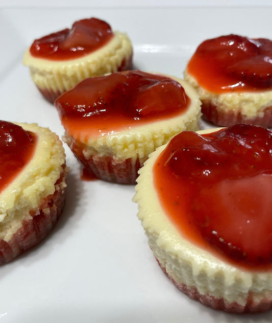 Mini Cheesecakes w/Strawberry Crunch Base