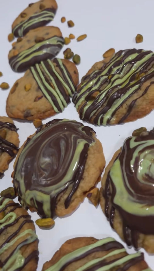 Chocolate Pistachio Cookies w/ a Real Pistachio Drizzle