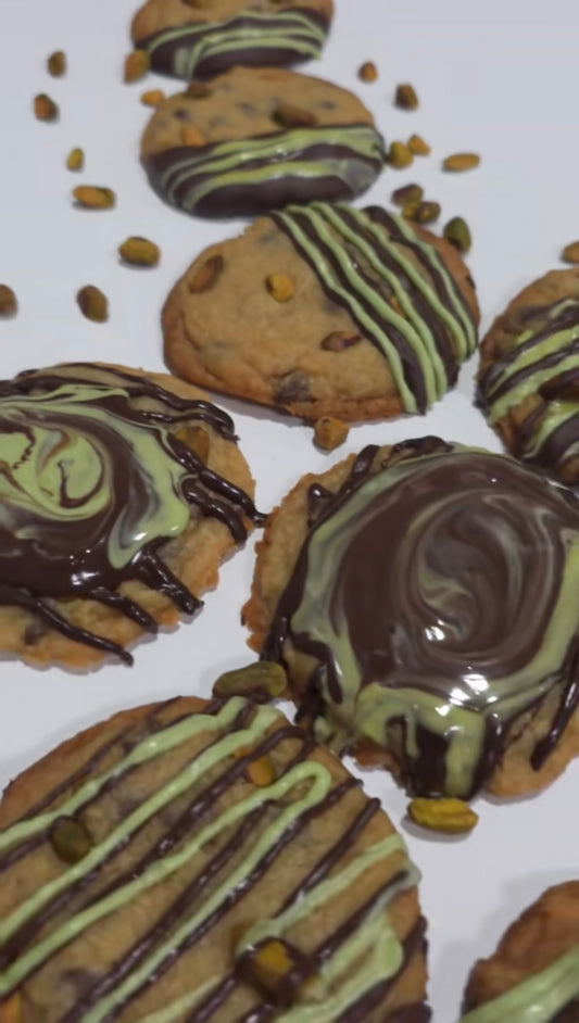Chocolate Pistachio Cookies w/ a Real Pistachio Drizzle